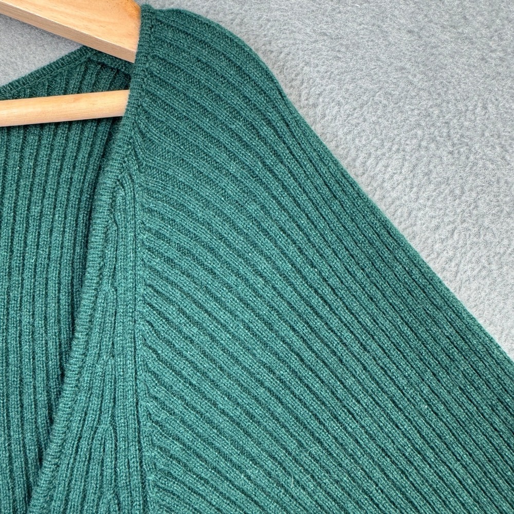 Reformation Gellar Top Emerald Green Cashmere Wool Ribbed Square Neck Sweater XS - Picture 3 of 8